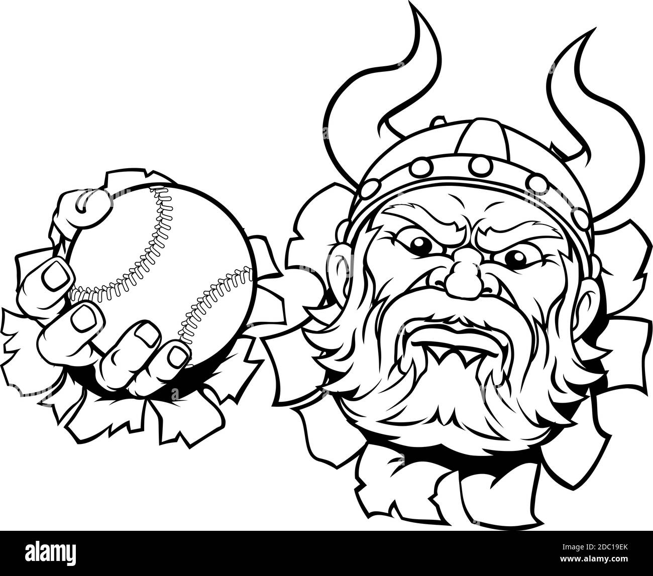 Viking Baseball ball Sports Mascot Cartoon Illustration de Vecteur