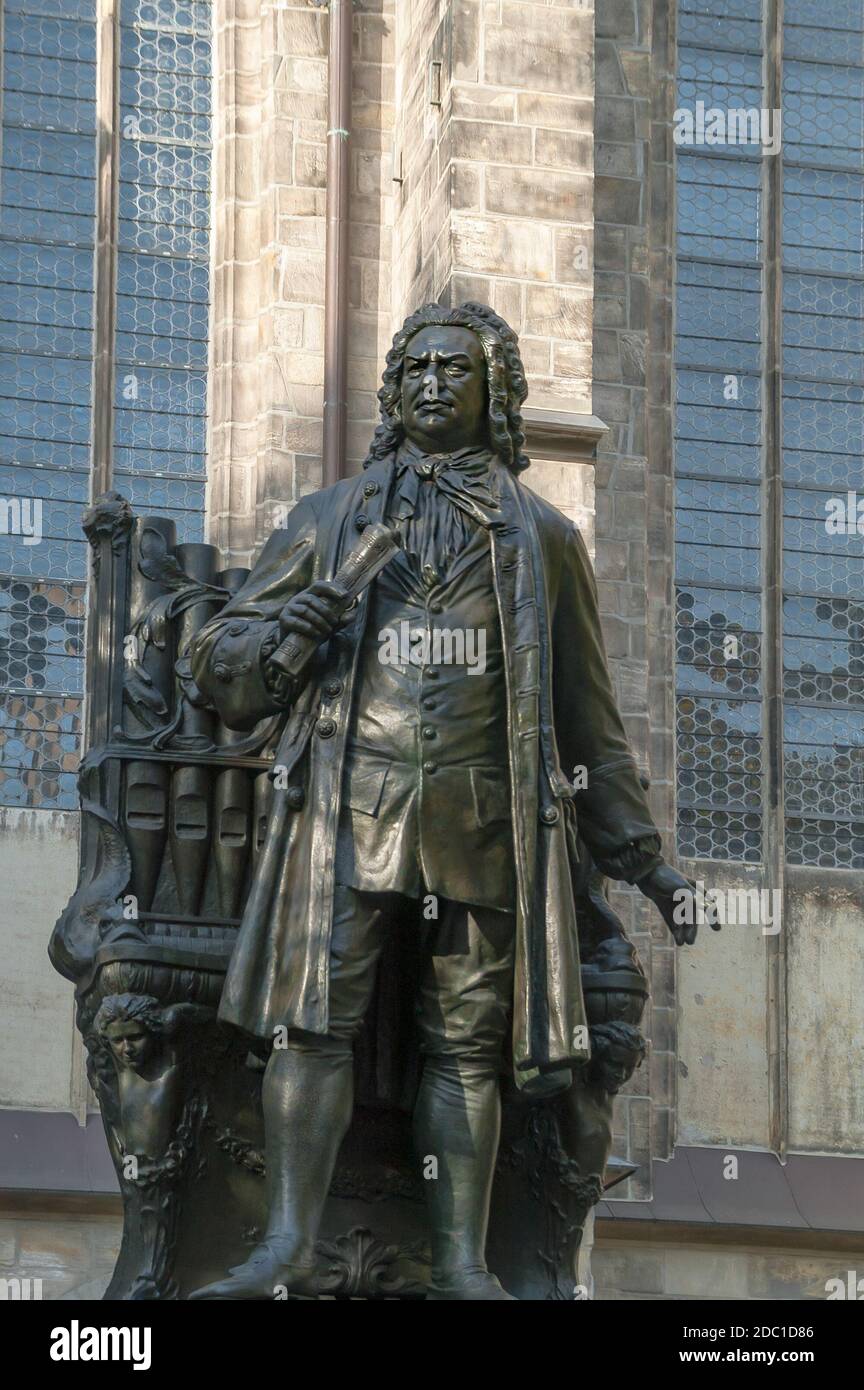 Johann Sebastian Bach Monument devant le Thomaskirche à Leipzig Banque D'Images