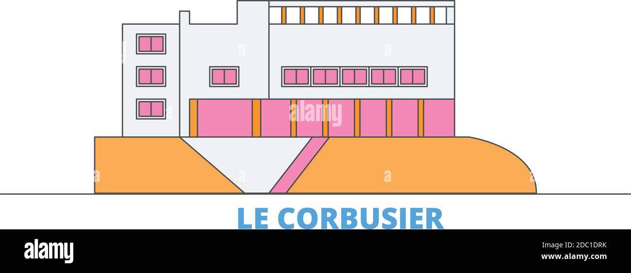 Allemagne, Stuttgart, le Corbusier ligne paysage urbain, vecteur plat. Monument de la ville de voyage, illustration d'oultine, icônes du monde de ligne Illustration de Vecteur