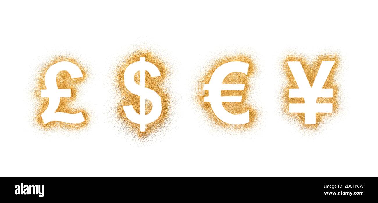 Symboles argent doré en paillettes Banque D'Images