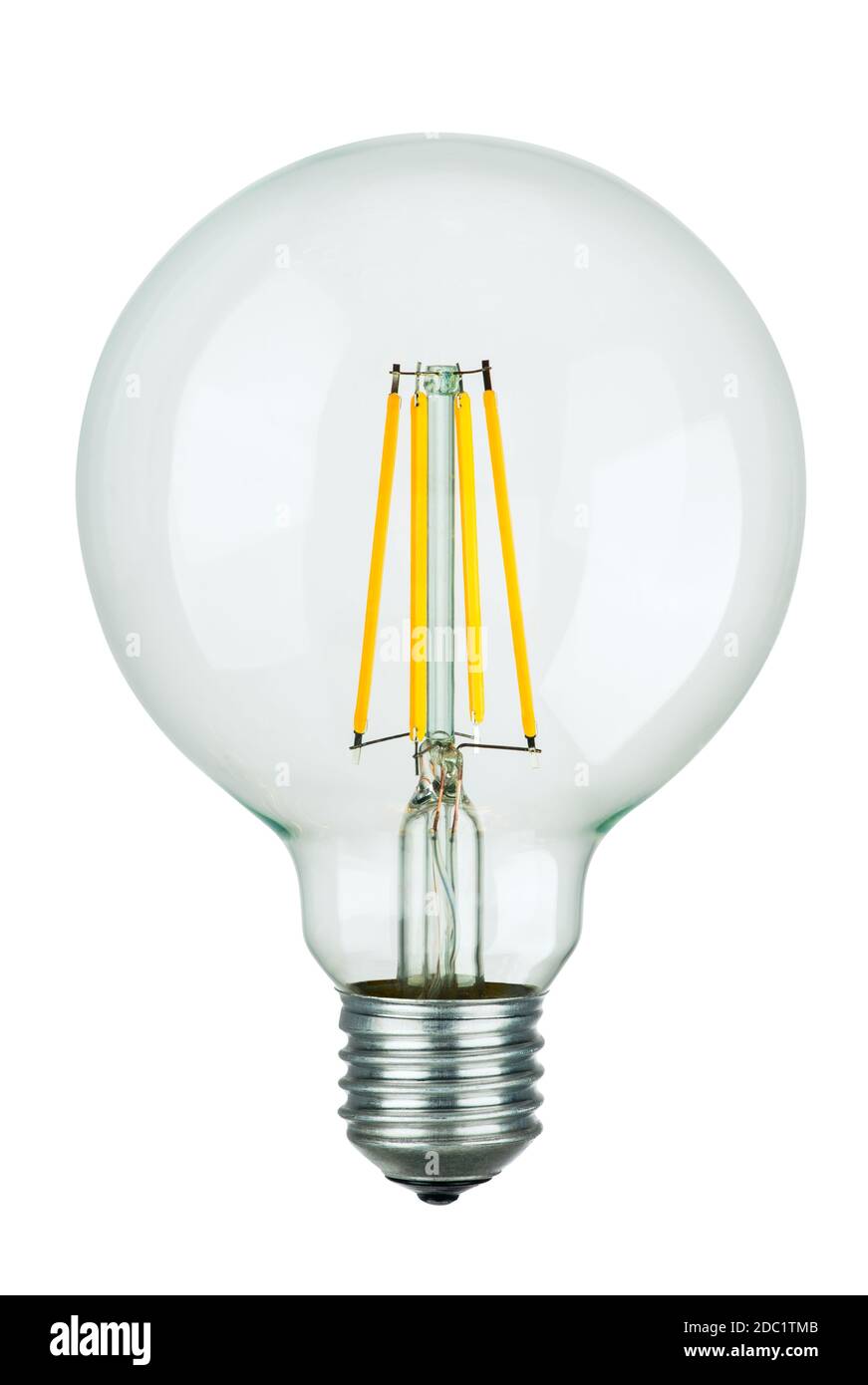 Ampoule à filament LED à économie d'énergie isolée sur blanc. Masque. Banque D'Images