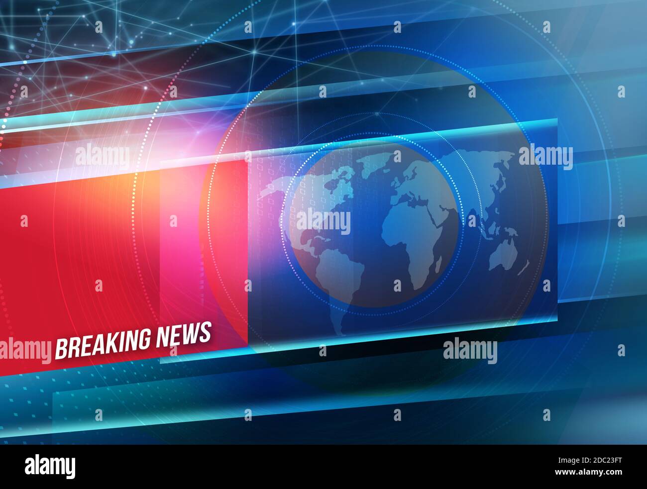 Contexte de communication moderne avec le texte de l'actualité, le concept de l'actualité chaude et d'urgence avec la carte de la terre. illustration 3d Banque D'Images