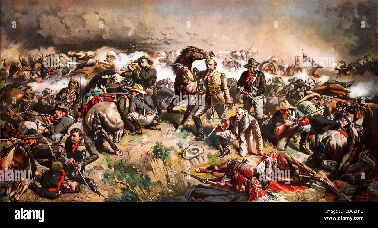 Le dernier rassemblement de Custer (bataille du petit Bighorn), peinture de John Mulvany, 1881 Banque D'Images