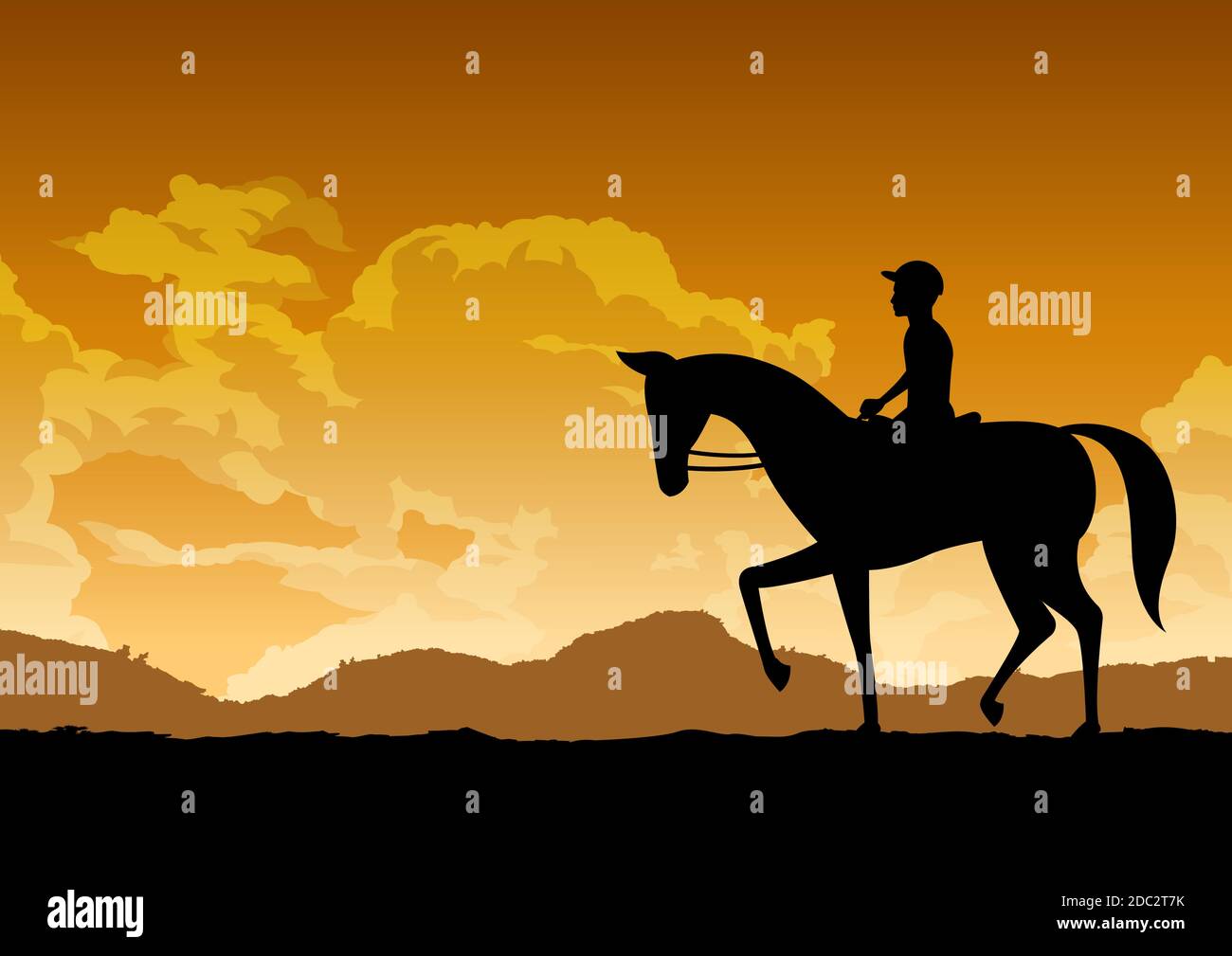 silhouette design de l'homme est cheval d'équitation, illustration vectorielle Illustration de Vecteur