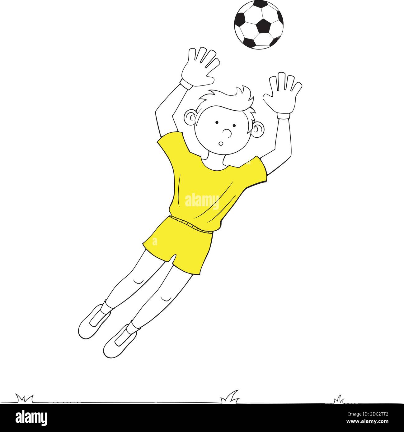 Garçon jouant au football. Illustration vectorielle sur fond blanc. Illustration de Vecteur