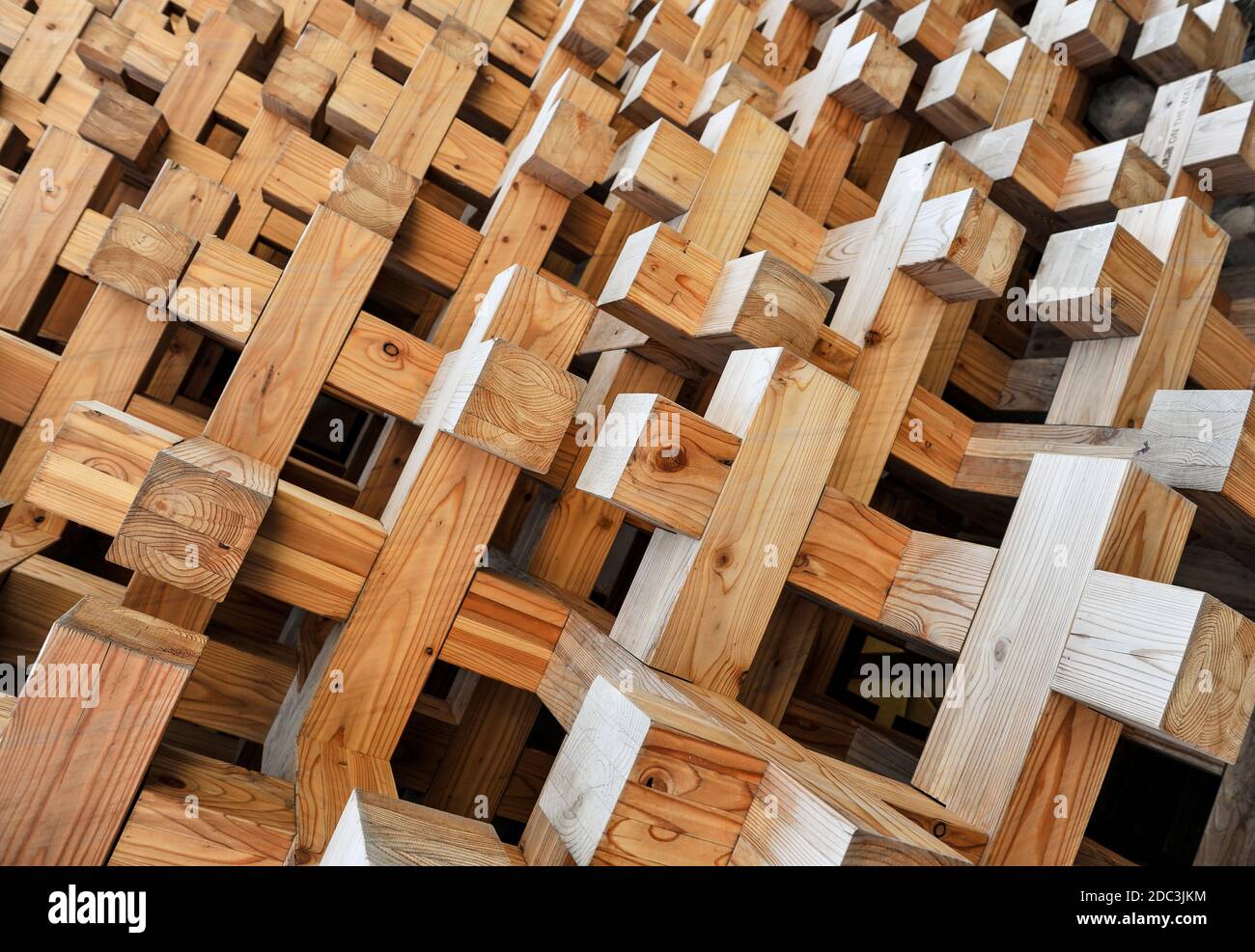 Façade moderne en bois pour bâtiments écologiques - Concept de production de meubles sur l'industrie du bois d'œuvre pour l'importation de boiseries un Banque D'Images
