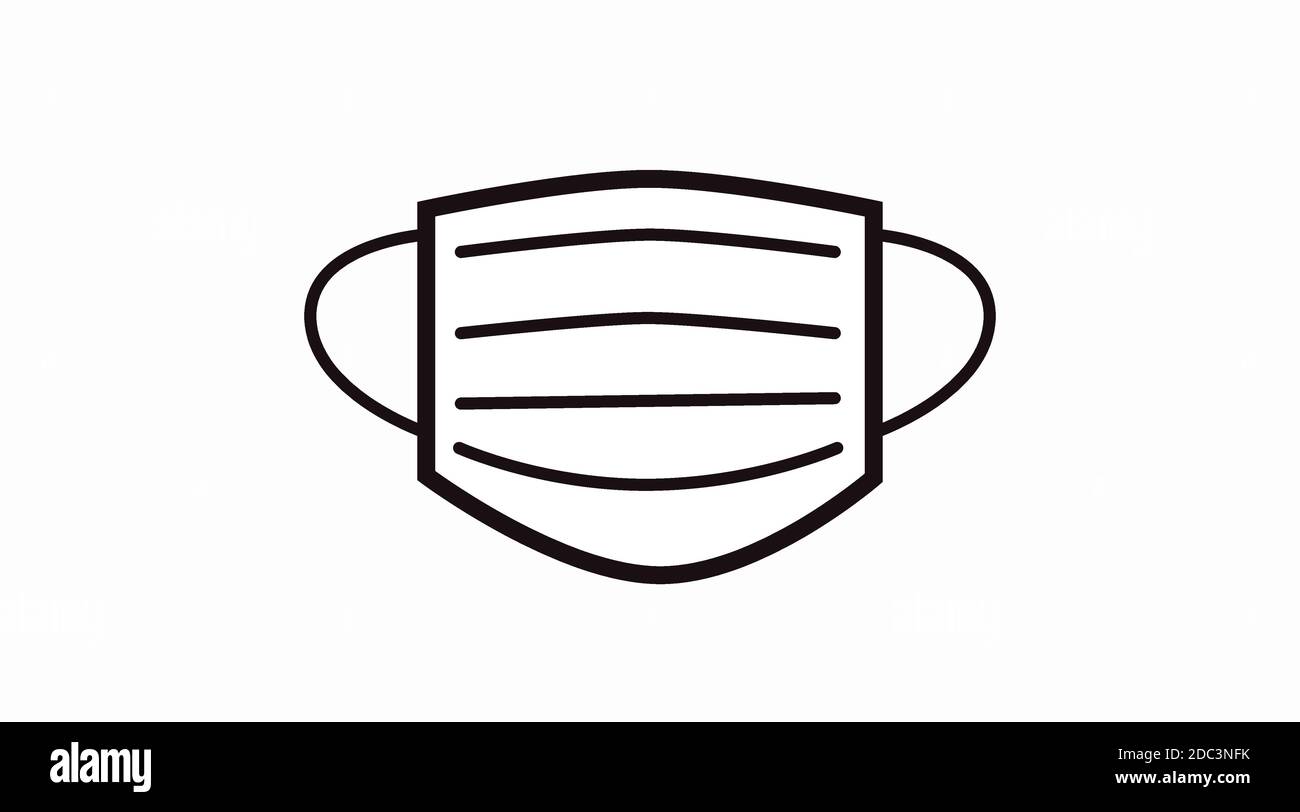 Icône ou signe de masque jetable noir et blanc isolé vectoriel Illustration de Vecteur