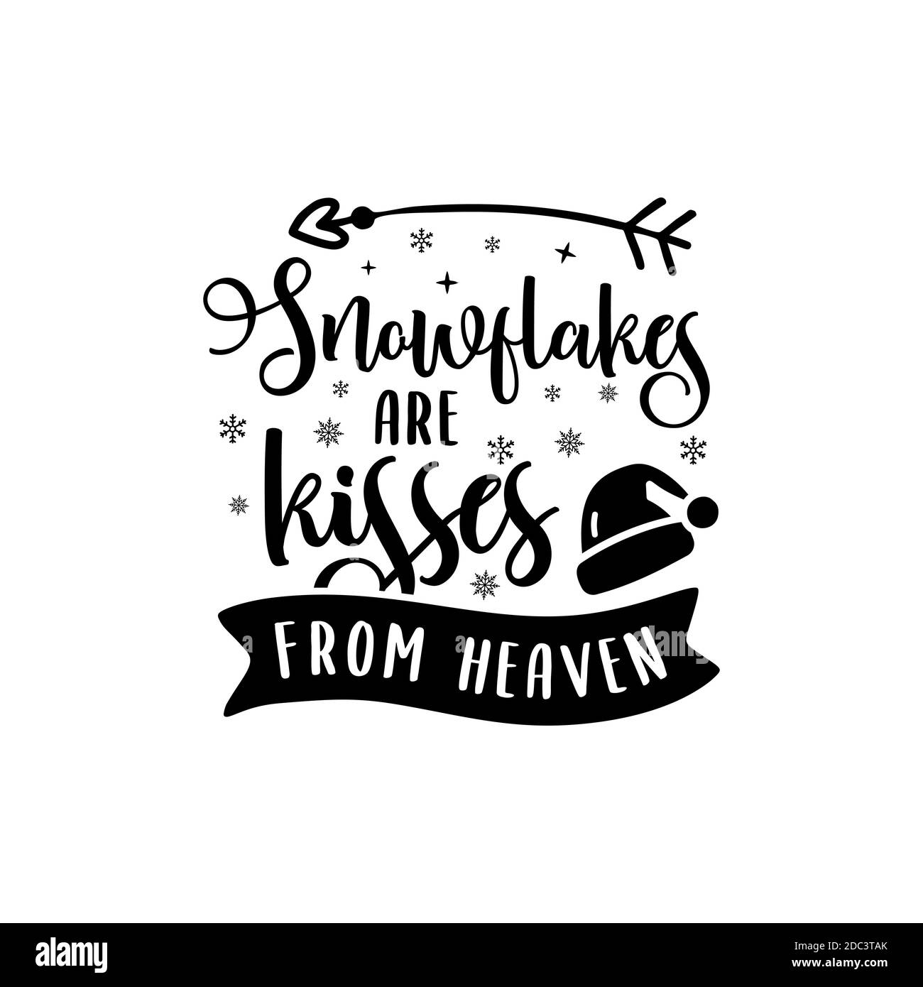 Citation De Noel Affiche De Calligraphie De Silhouette Avec Citation Les Flocons De Neige Sont Des Baisers Du Ciel Avec Chapeau De Pere Noel Illustration De La Voiture De Bienvenue Image