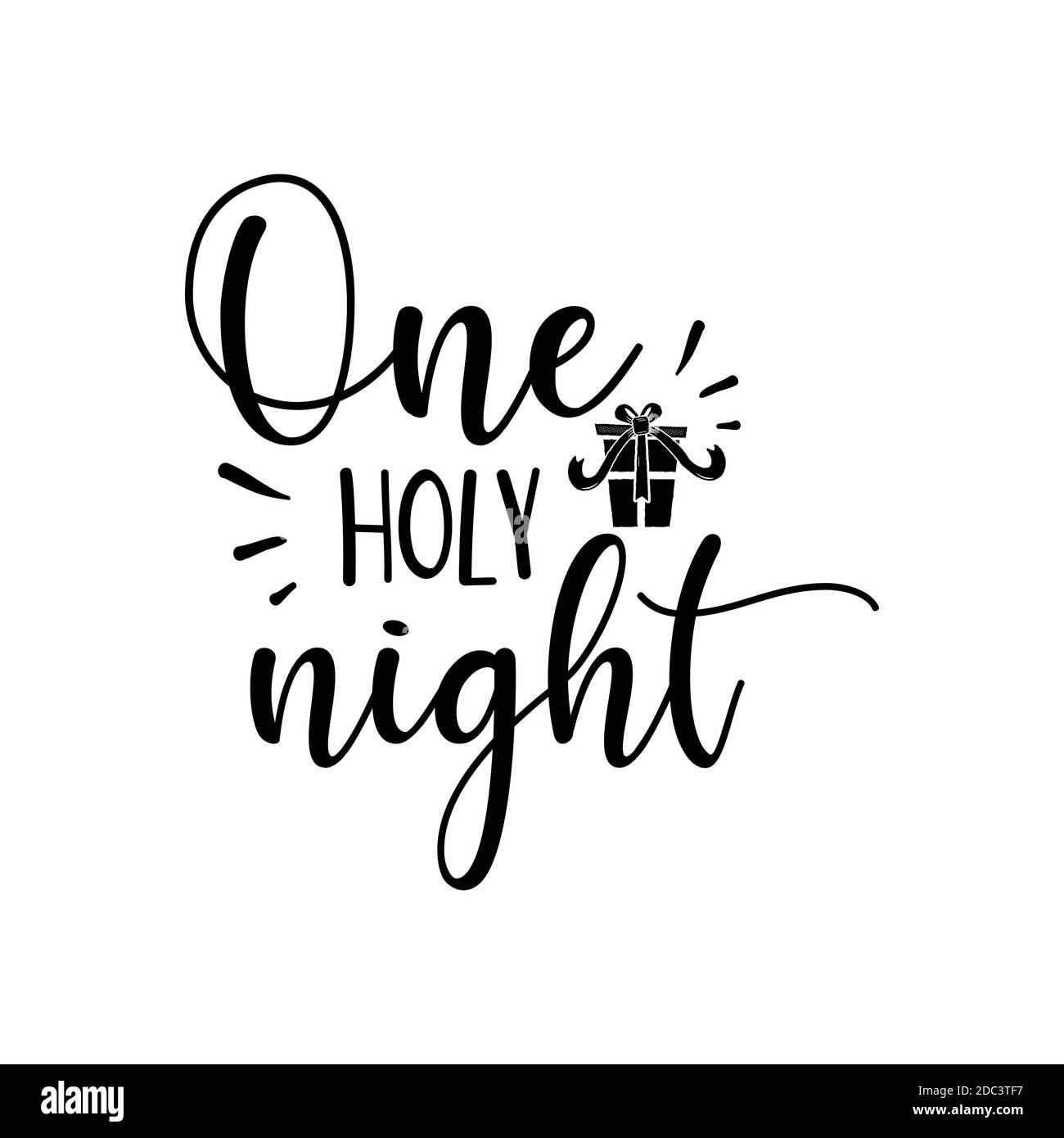 Citation De Noel Affiche De Calligraphie De Silhouette Avec Citation Une Nuit Sainte Avec Boite Cadeau Illustration Pour Carte De Vœux Imprime T Shirt Mu Image Vectorielle Stock Alamy