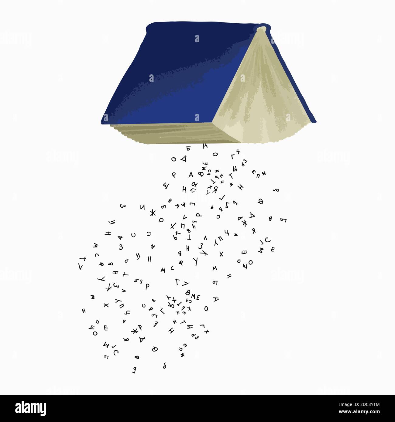 Livre ouvert coloré avec différentes lettres Illustration de Vecteur