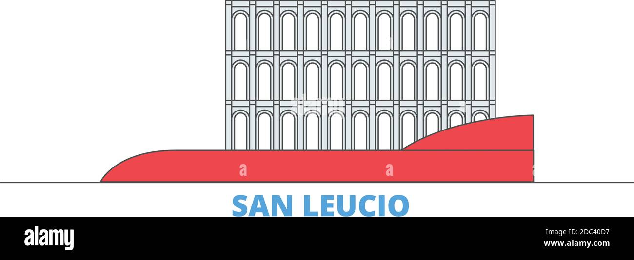 Italie, San Leucio ligne paysage urbain, vecteur plat. Monument de la ville de voyage, illustration d'oultine, icônes du monde de ligne Illustration de Vecteur