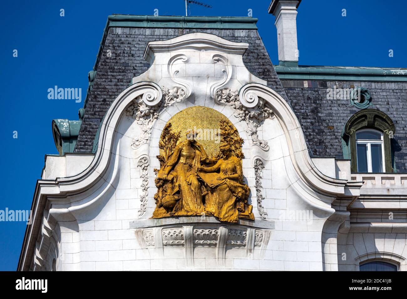 Détail de la façade de l'ambassade de France, Technikerstraße, Vienne, Autriche Banque D'Images