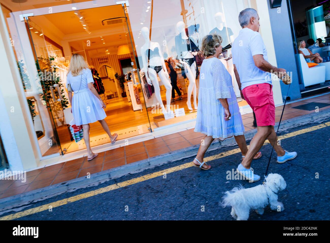 Boutiques de luxe au port de plaisance exclusif de Puerto Banús. Marbella, Málaga, Costa de sol, Andalousie, Espagne, Europe Banque D'Images