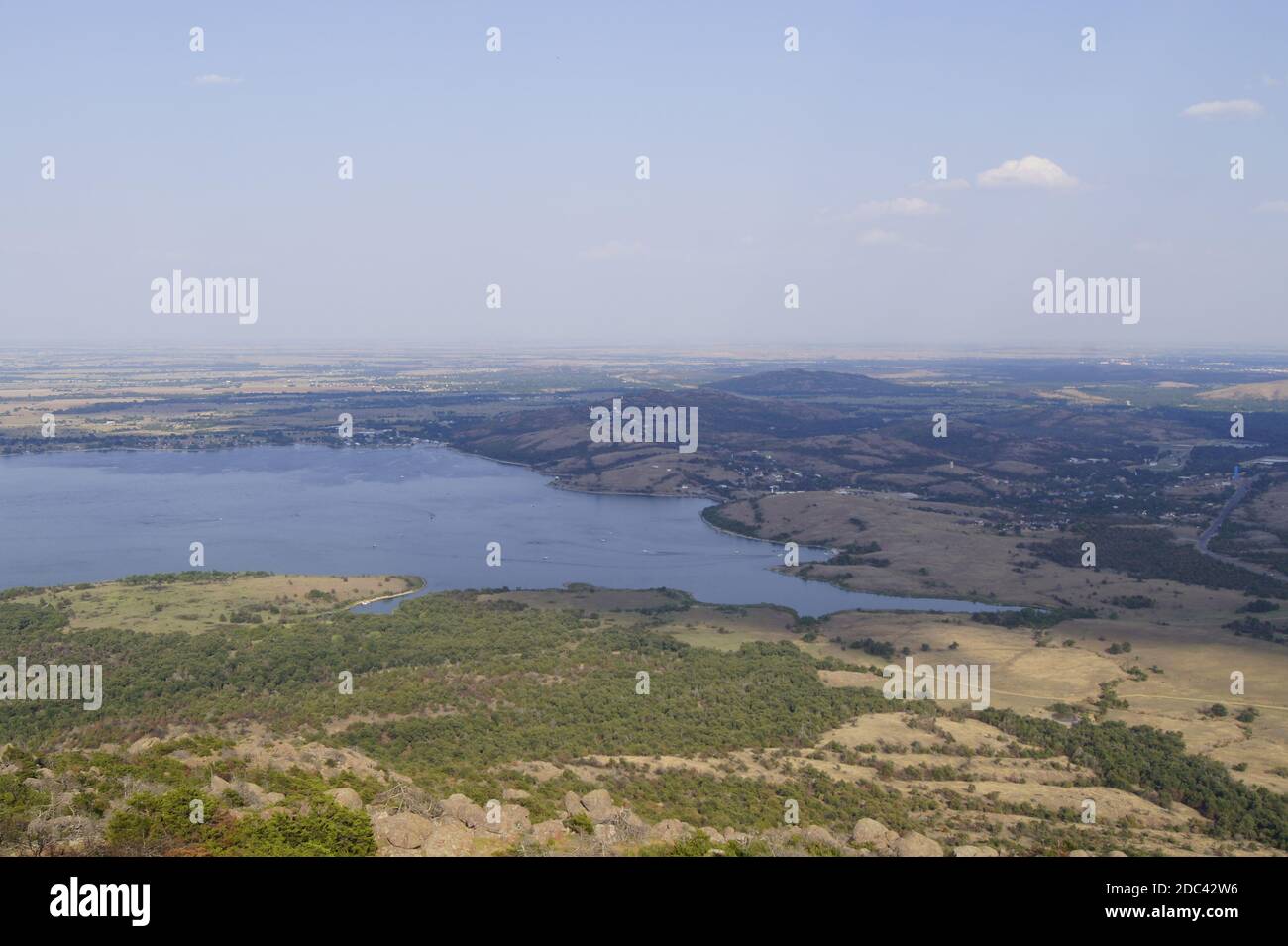 Vue sur le lac Lawtonka depuis le mont Scott en Oklahoma Banque D'Images