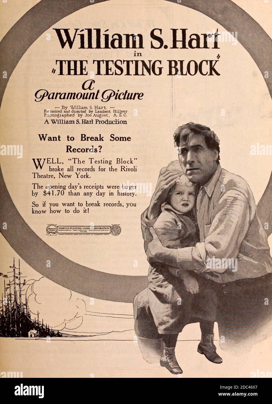 Publicité pour William S Hart dans le bloc d'essai - Motion Picture, 1920 Banque D'Images