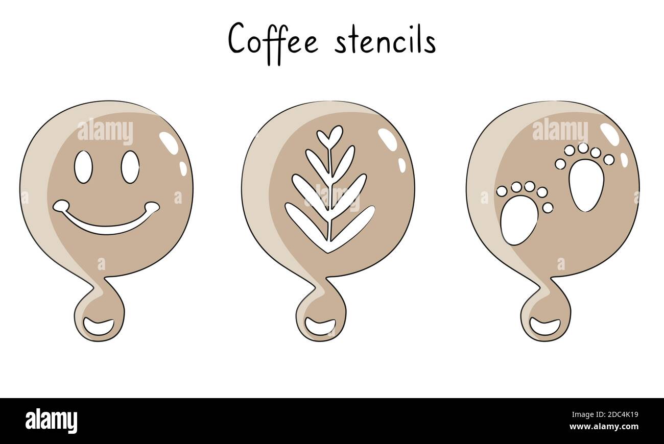 Lot De 4 Pochoirs à Café En Acier Inoxydable Doré - Décoration Latte Art, Cappuccino Et Gâteaux WUDQIJI