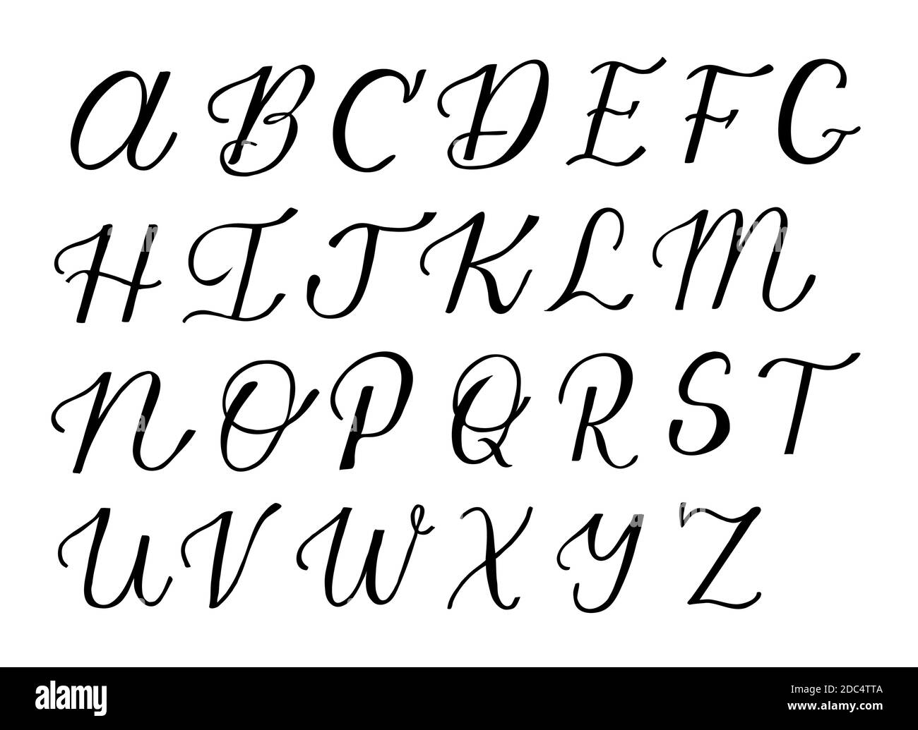 Alphabet latin vectoriel dessiné à la main , jeu de polices, isolé sur fond blanc. Lettrage Brushpen, calligraphie, majuscules Illustration de Vecteur