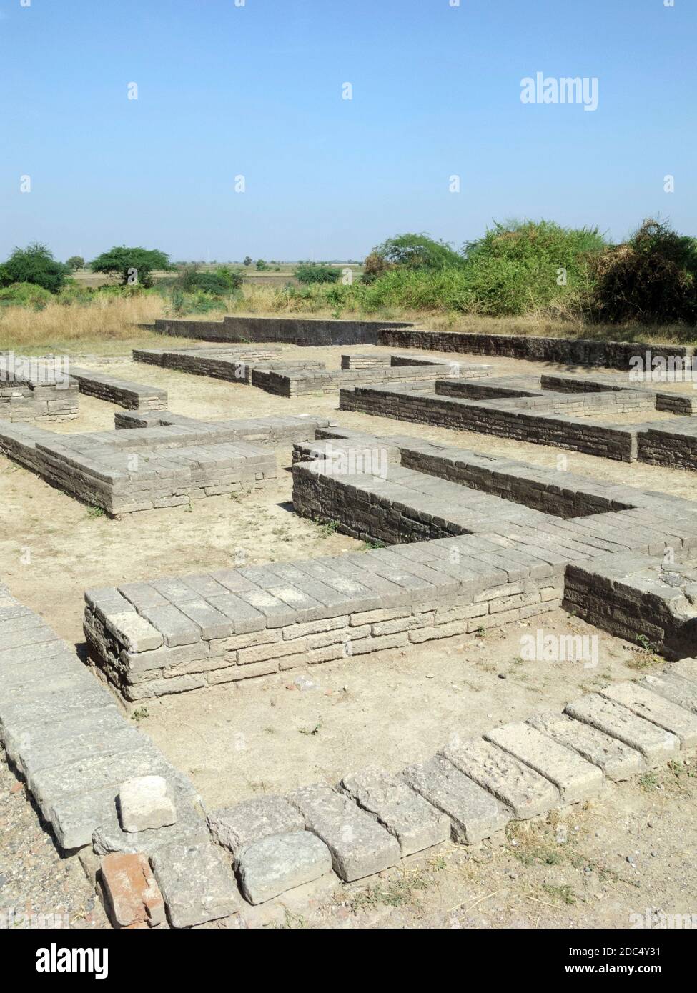 Inde, Gujarat, district d'Ahmedabad, Lothal. Ruines de la civilisation d'Indus-Saraswati Harappa - 2400 à 1600 BCE. Banque D'Images