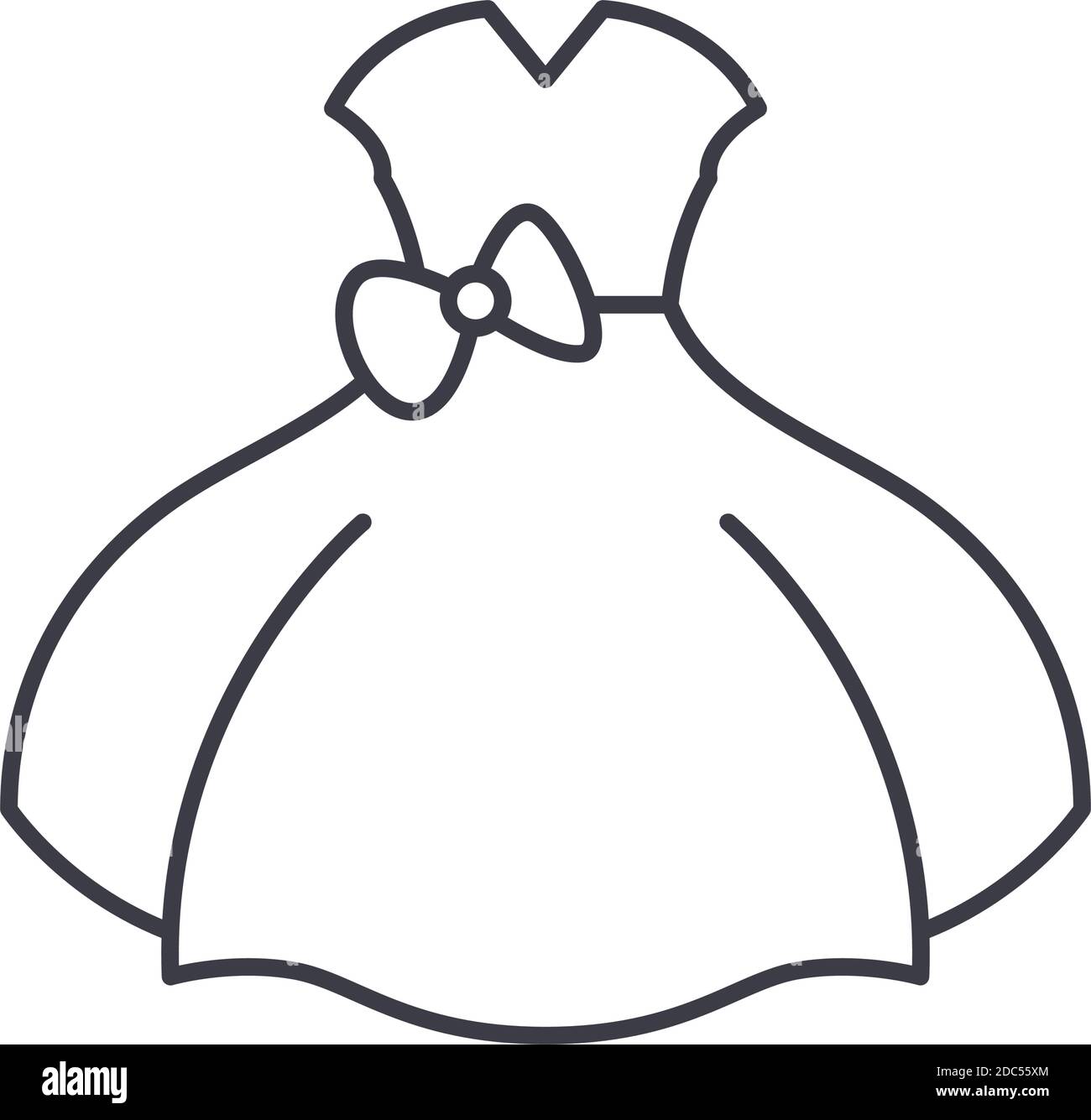 Icône de robe de danse d'été, illustration isolée linéaire, vecteur de ligne mince, signe de web design, symbole de concept de contour avec trait modifiable sur blanc Illustration de Vecteur