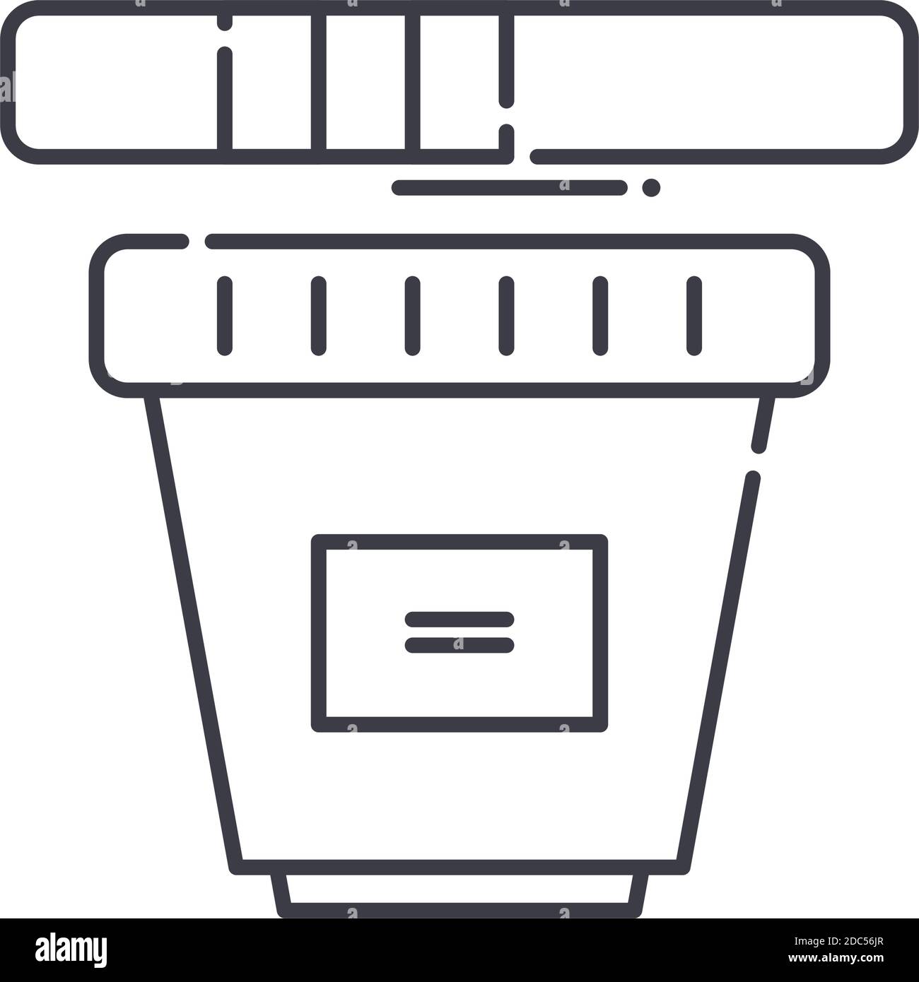 Icône d'analyse d'urine, illustration isolée linéaire, vecteur de ligne mince, signe de conception Web, symbole de concept de contour avec contour modifiable sur fond blanc. Illustration de Vecteur