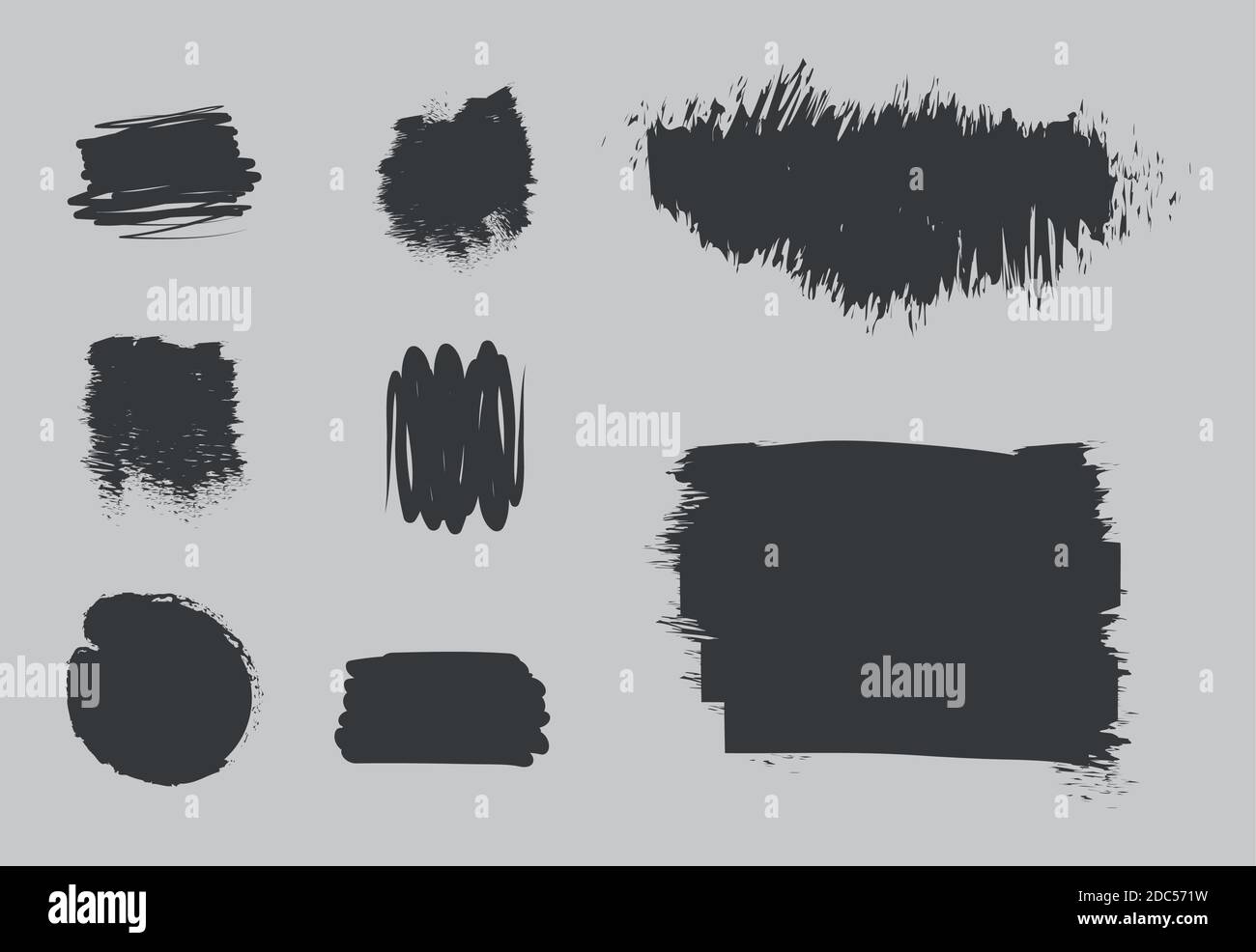 taches de gribouillage, jeu de traits, grunge et illustration vectorielle de style pinceaux Illustration de Vecteur