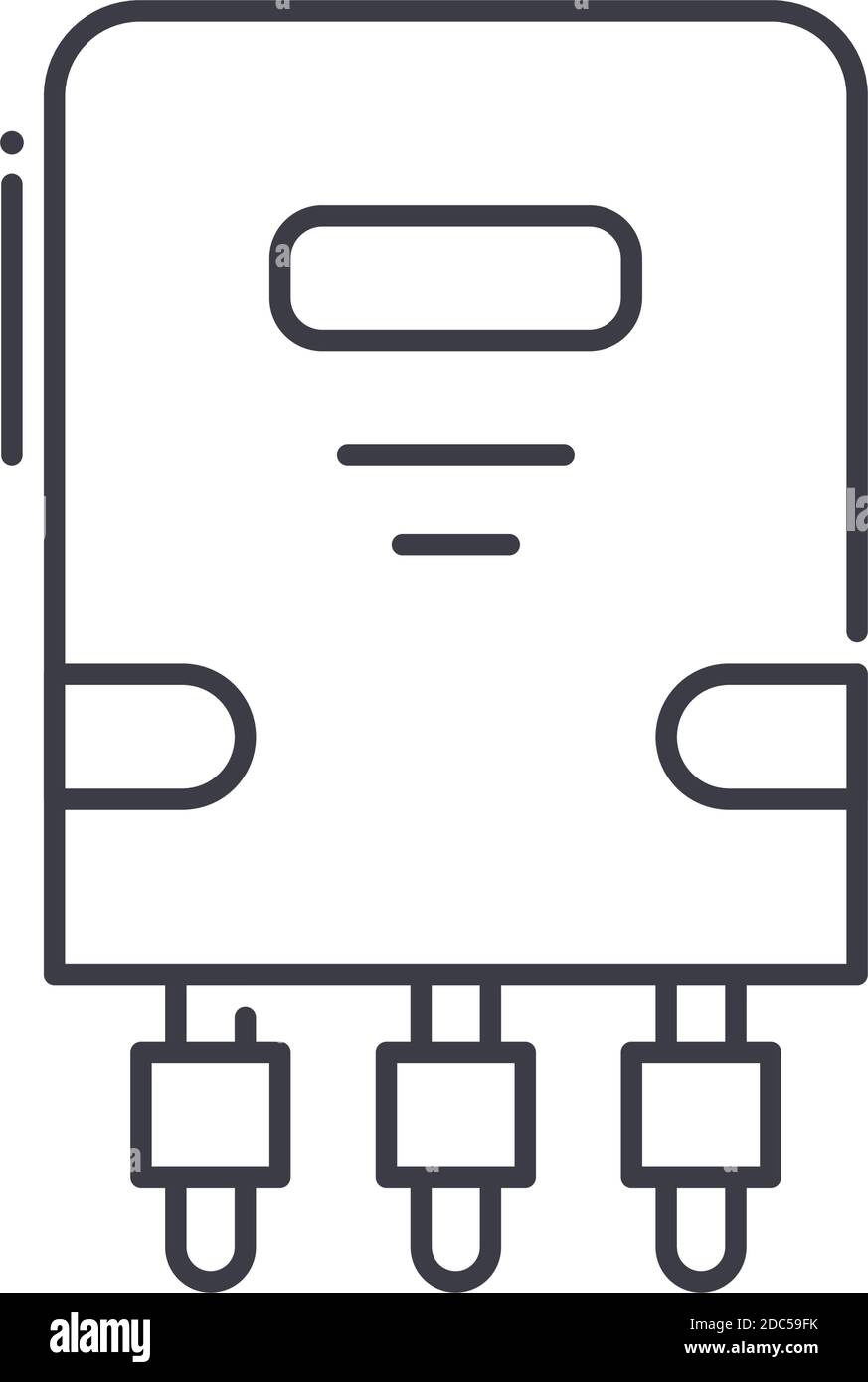 Icône de transistor, illustration isolée linéaire, vecteur de ligne mince, signe de conception de Web, symbole de concept de contour avec contour modifiable sur fond blanc. Illustration de Vecteur