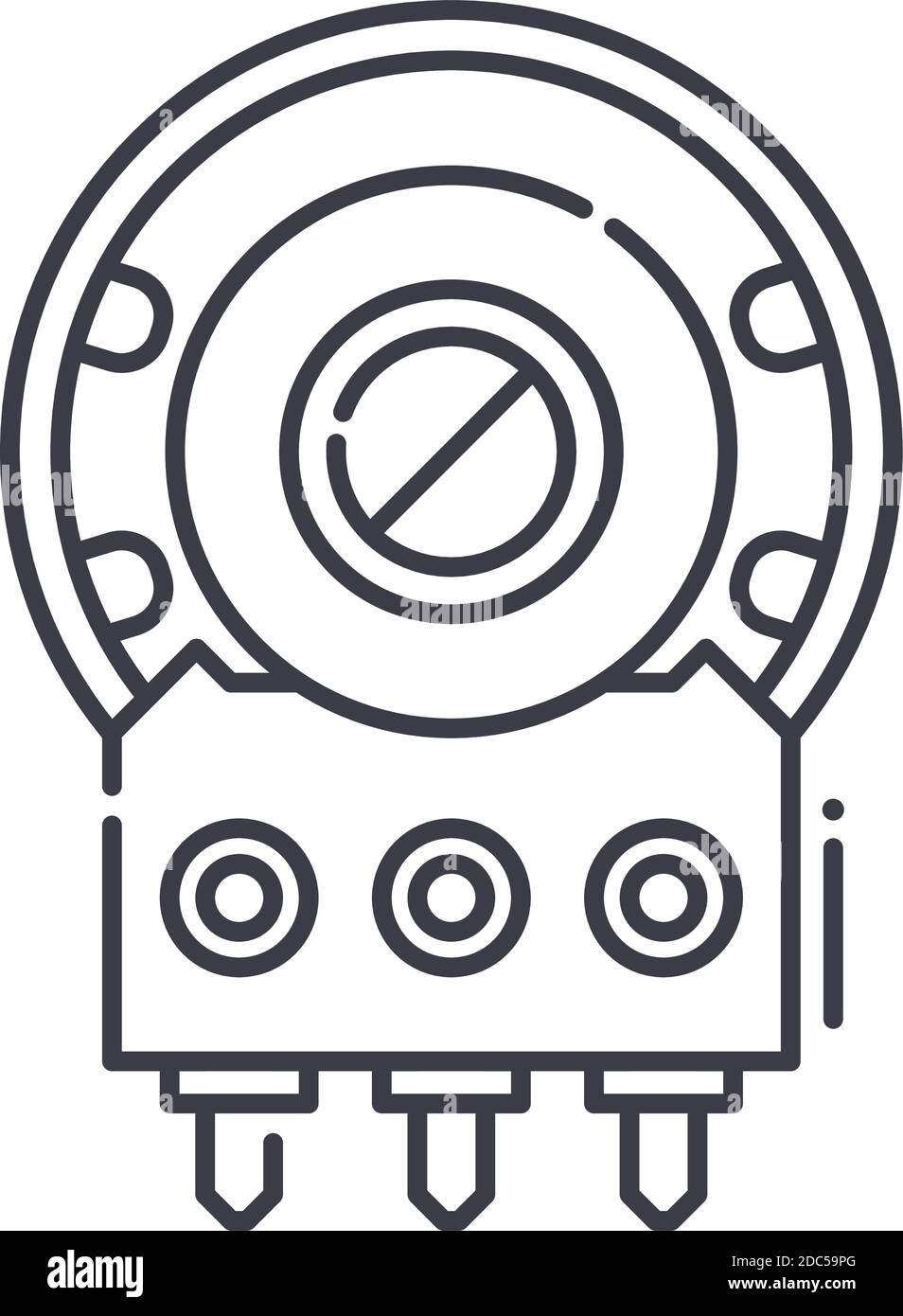 Icône de résistance variable, illustration isolée linéaire, vecteur de ligne mince, signe de conception de Web, symbole de concept de contour avec trait modifiable sur blanc Illustration de Vecteur