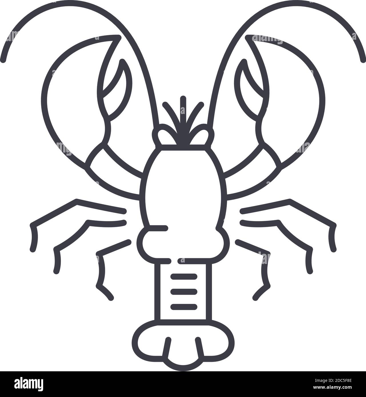 Icône de homard, illustration isolée linéaire, vecteur de ligne mince, signe de conception de Web, symbole de concept de contour avec contour modifiable sur fond blanc. Illustration de Vecteur