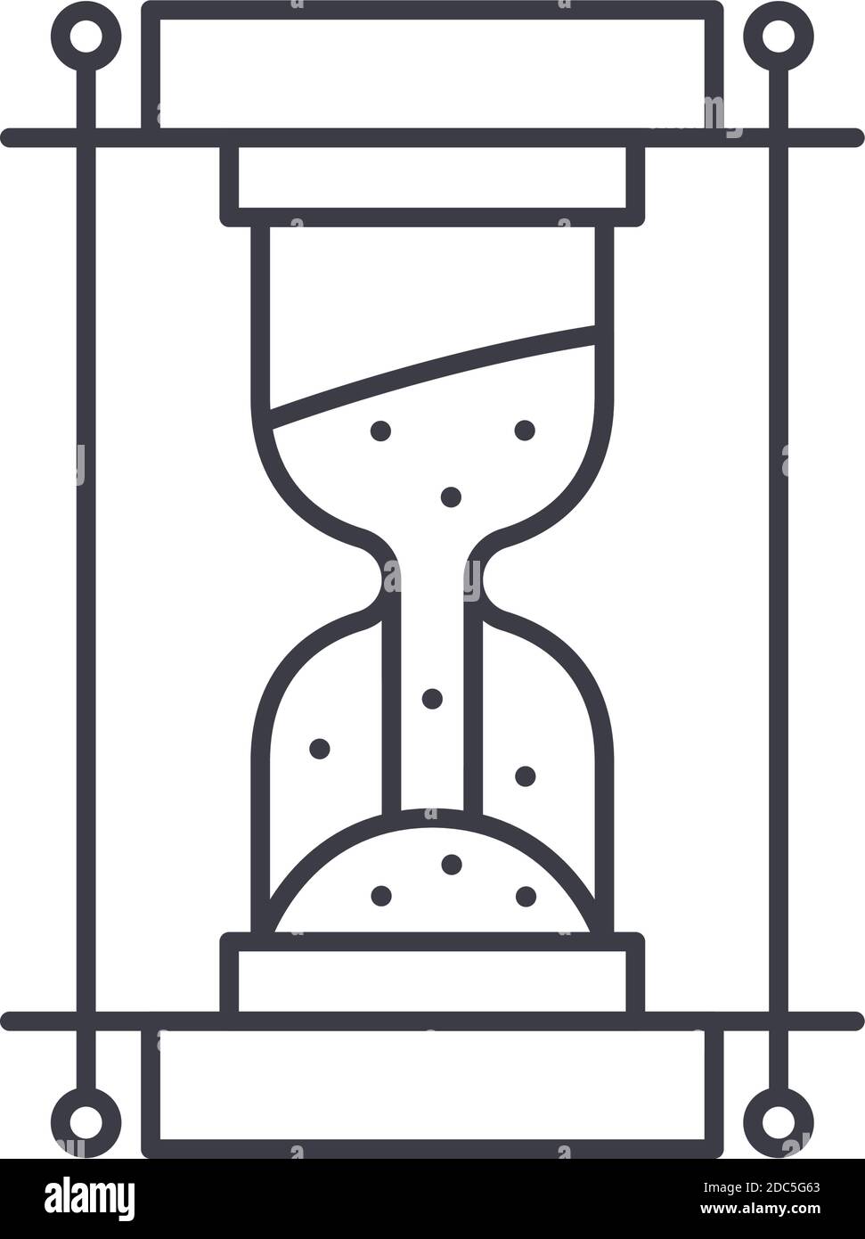 Icône de concept d'horloge de sable, illustration isolée linéaire, vecteur de ligne mince, signe de conception de Web, symbole de concept de contour avec trait modifiable sur blanc Illustration de Vecteur