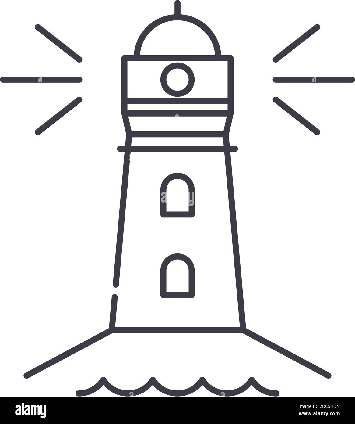 Icône de phare, illustration isolée linéaire, vecteur de ligne mince, signe de conception Web, symbole de concept de contour avec contour modifiable sur fond blanc. Illustration de Vecteur