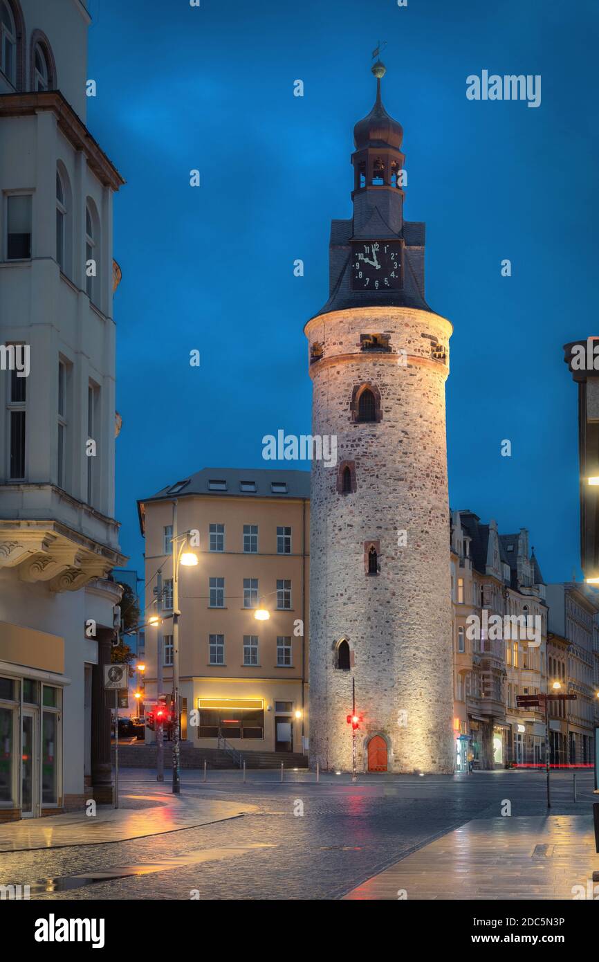 Halle (Saale), Allemagne. Tour de Leipzig du XVe siècle (Leipziger Turm) - partie des fortifications historiques de la ville Banque D'Images