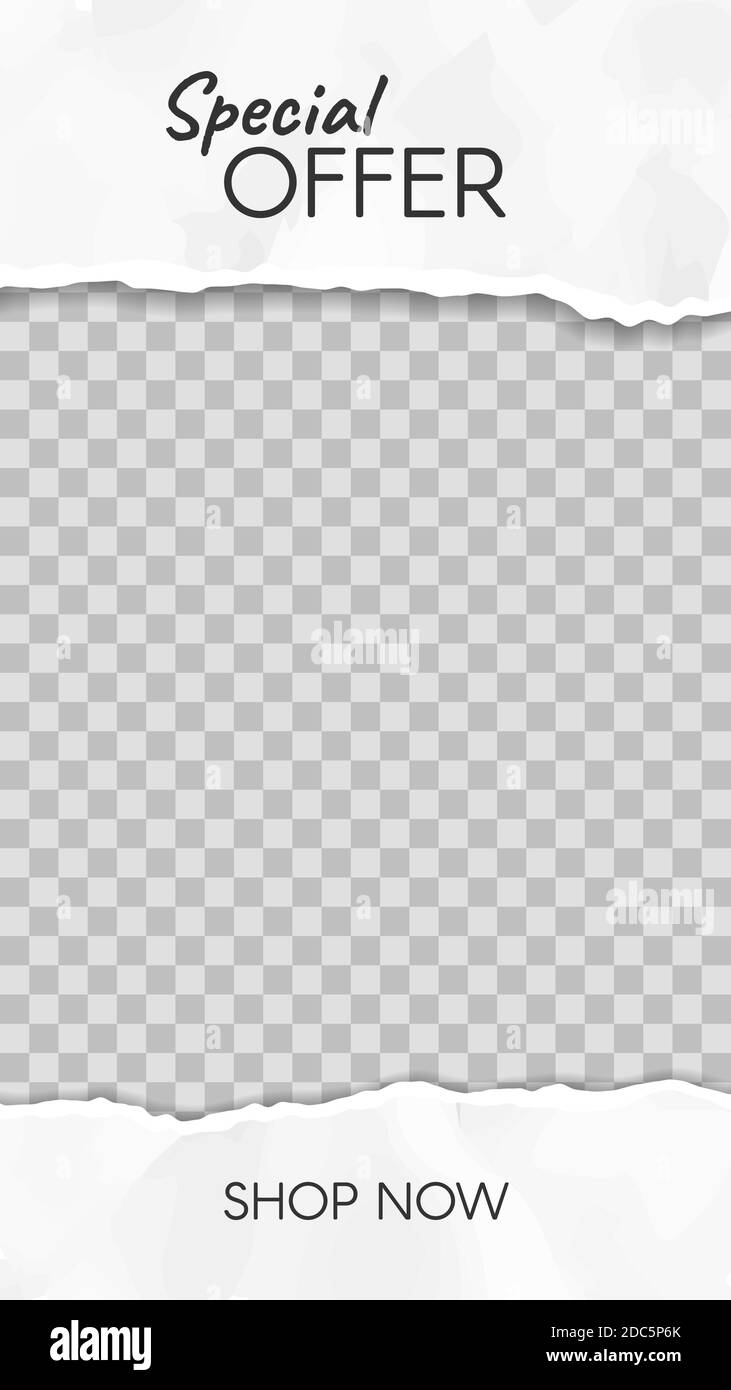 Histoire de papier déchirée. Modèle d'article sur les médias sociaux de l'offre spéciale de scraps papier Illustration de Vecteur