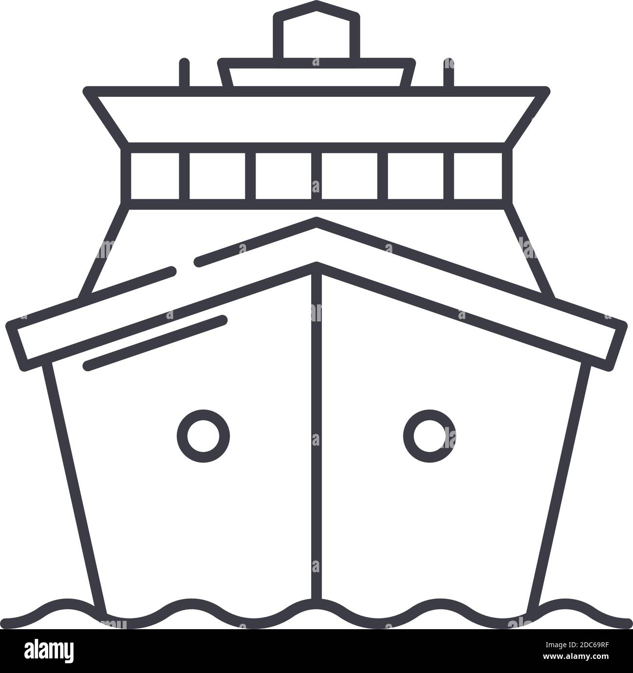 Icône de croisière, illustration isolée linéaire, vecteur de ligne mince, signe de conception de Web, symbole de concept de contour avec contour modifiable sur fond blanc. Illustration de Vecteur