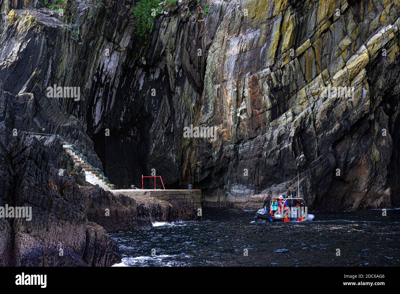 Tour en bateau à Skellig Michael, au large de la côte du comté de Kerry, en Irlande Banque D'Images