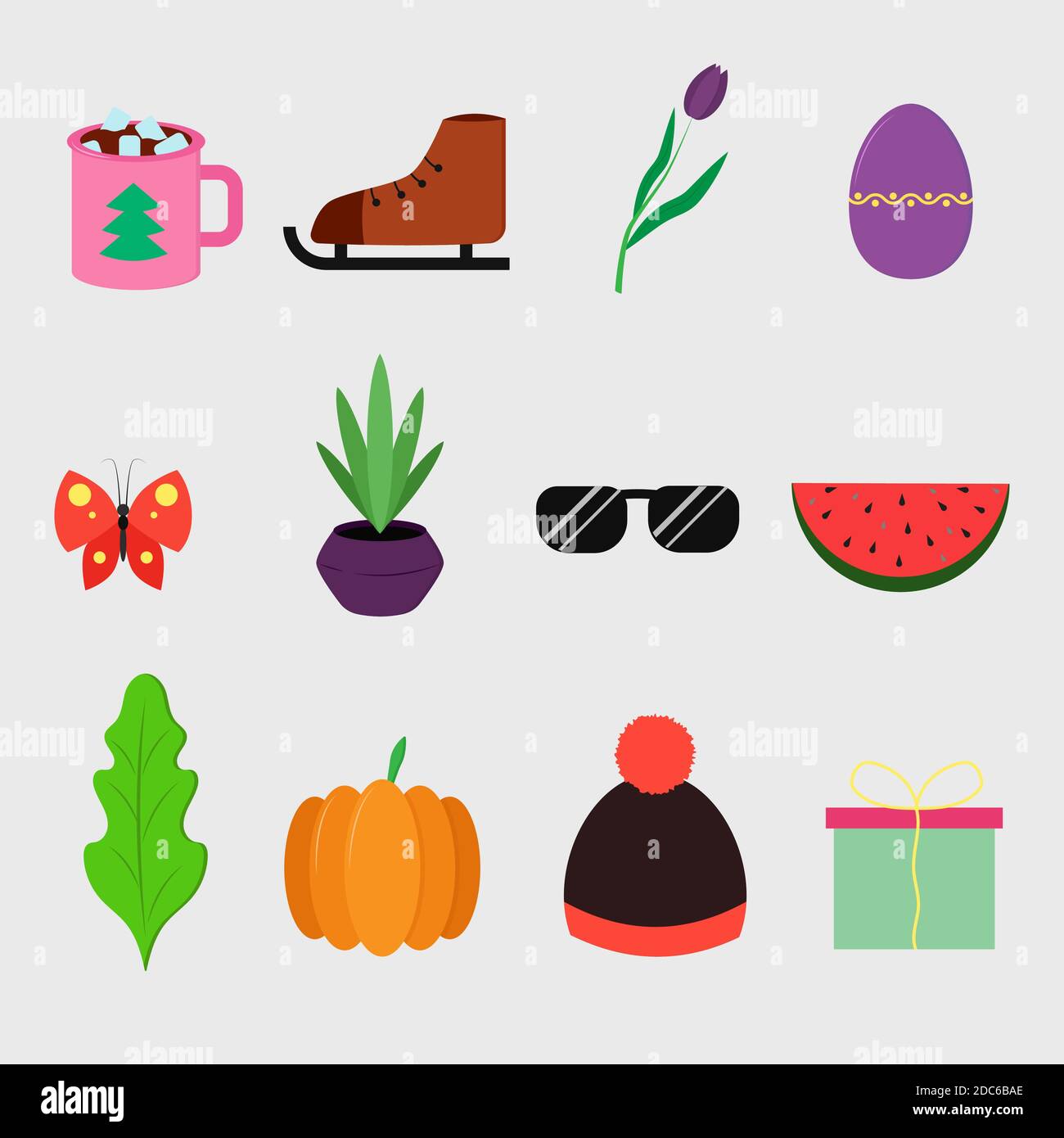 Ensemble d'icônes plates simples. Illustrations vectorielles. Objets isolés sur fond blanc. Illustration de Vecteur