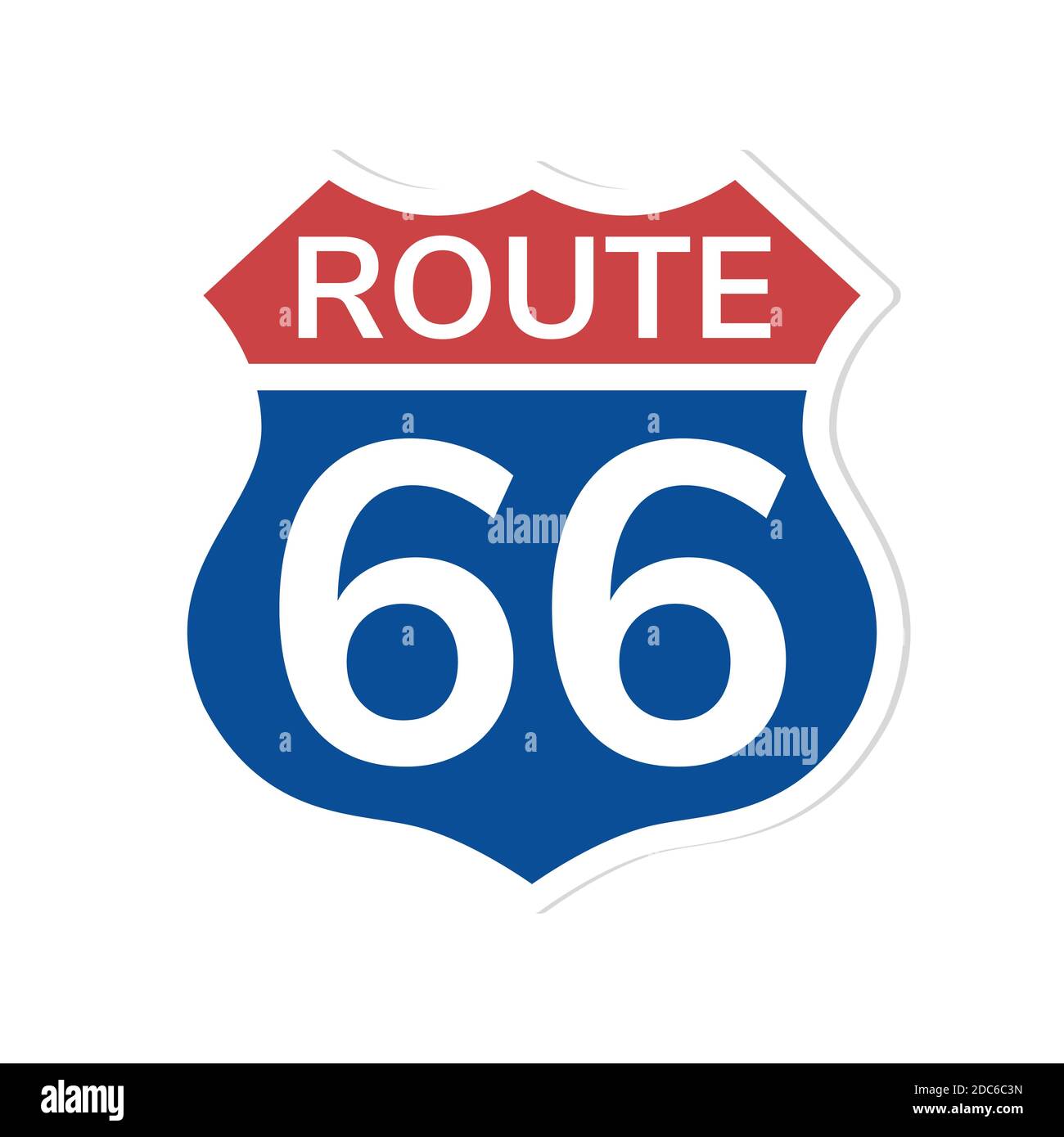 Route 66. Bleu et rouge. Illustration vectorielle. Objet isolé sur blanc. Illustration de Vecteur