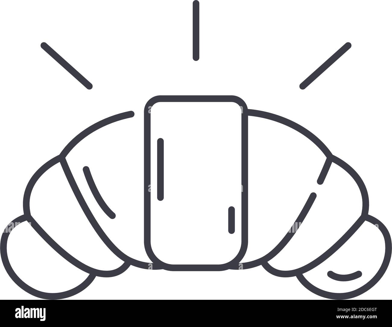 Icône en forme de croissant, illustration isolée linéaire, vecteur de ligne mince, signe de conception de Web, symbole de concept de contour avec trait modifiable sur fond blanc. Illustration de Vecteur