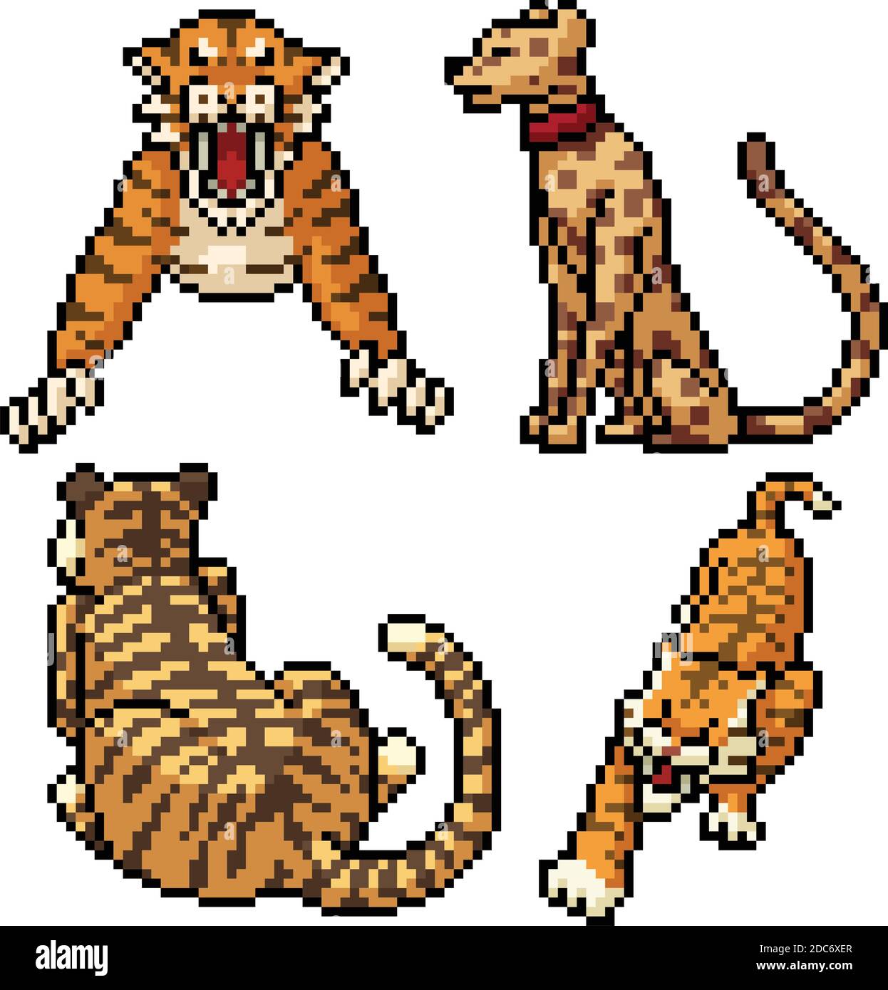 Pixel Art Tigre Blanc Facile pixel art set isolé tigre de jungle Image Vectorielle Stock - Alamy