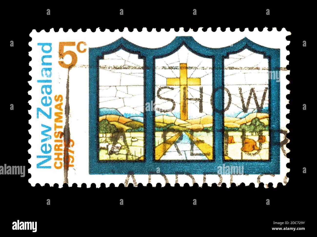 Nouvelle-Zélande - vers 1975 : timbre-poste annulé imprimé par la Nouvelle-Zélande, qui célèbre Noël, vers 1975. Banque D'Images
