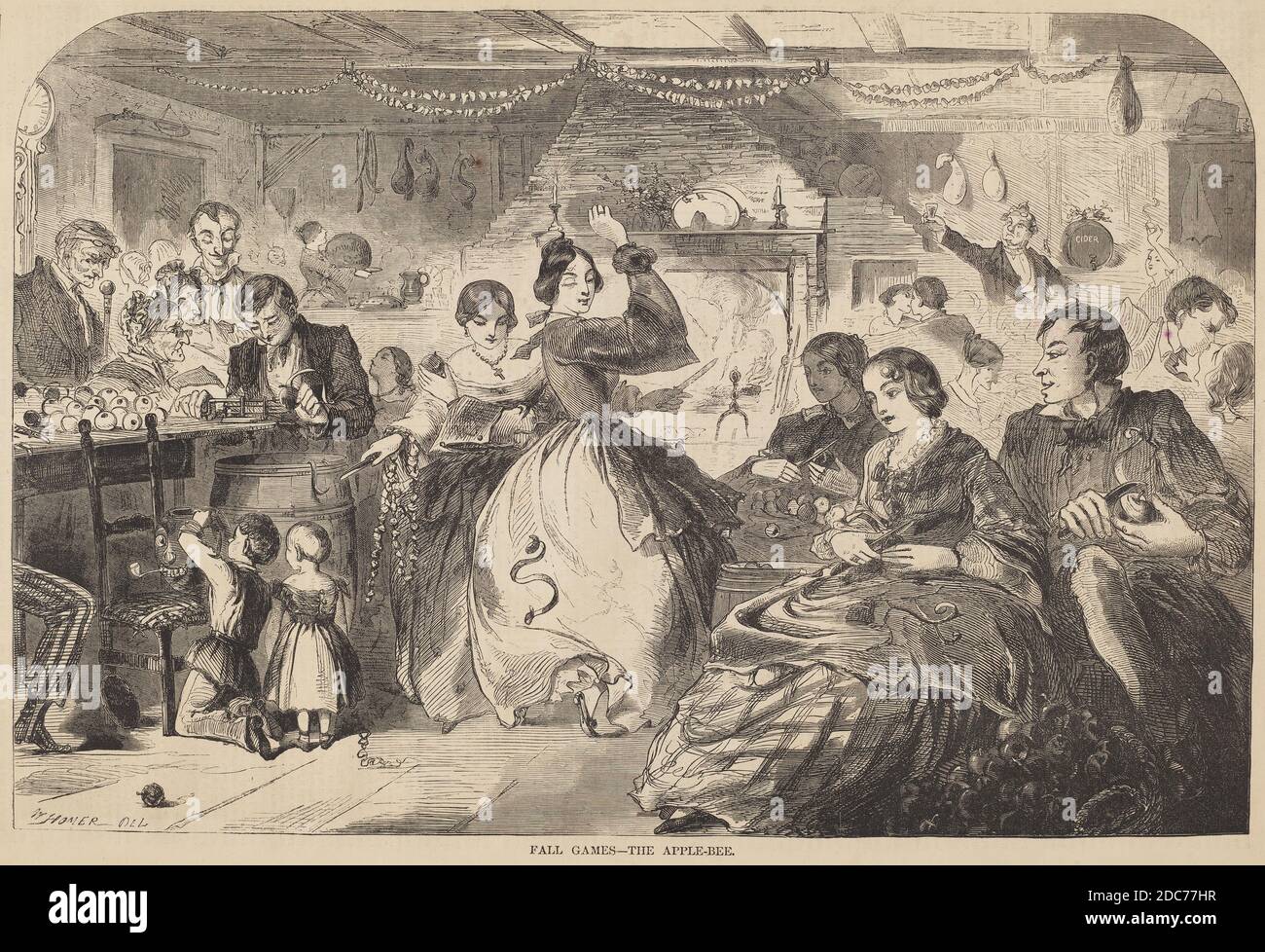 American 19e Century, (artiste), Winslow Homer, (artiste après), American, 1836 - 1910, Fall Games - The Apple-Bee, de 'Harper's Weekly', 26 novembre 1859, p. 761, (série), publié en 1859, gravure en bois Banque D'Images