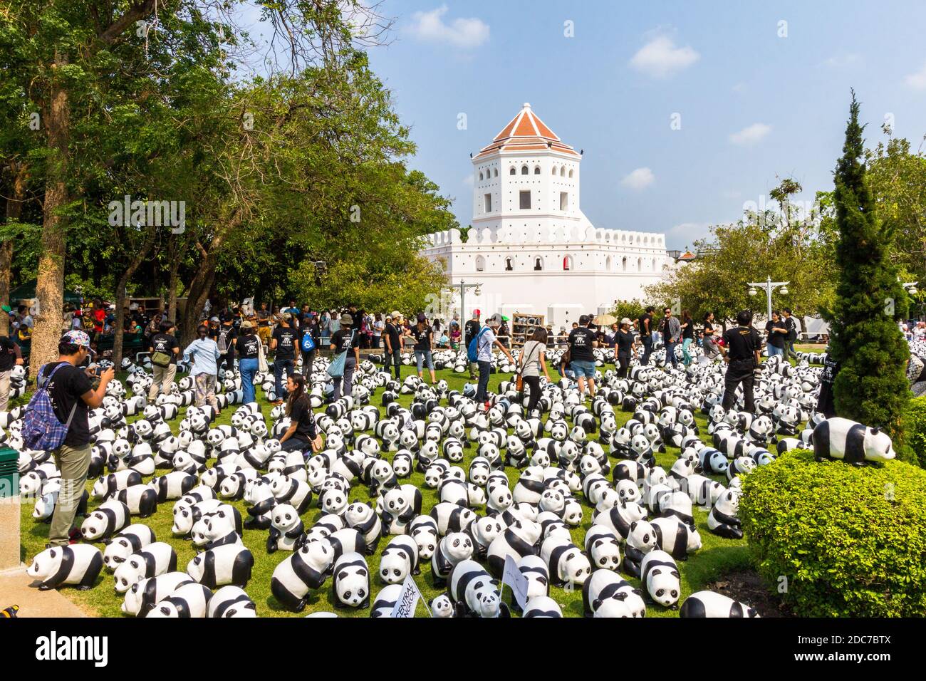 L'installation artistique de Pandas des années 1600 par Paulo Grangeon à Bangkok, en Thaïlande Banque D'Images