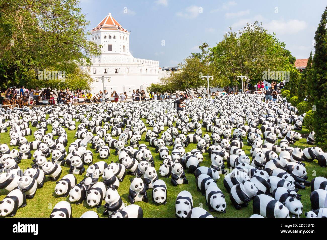 L'installation artistique de Pandas des années 1600 par Paulo Grangeon à Bangkok, en Thaïlande Banque D'Images