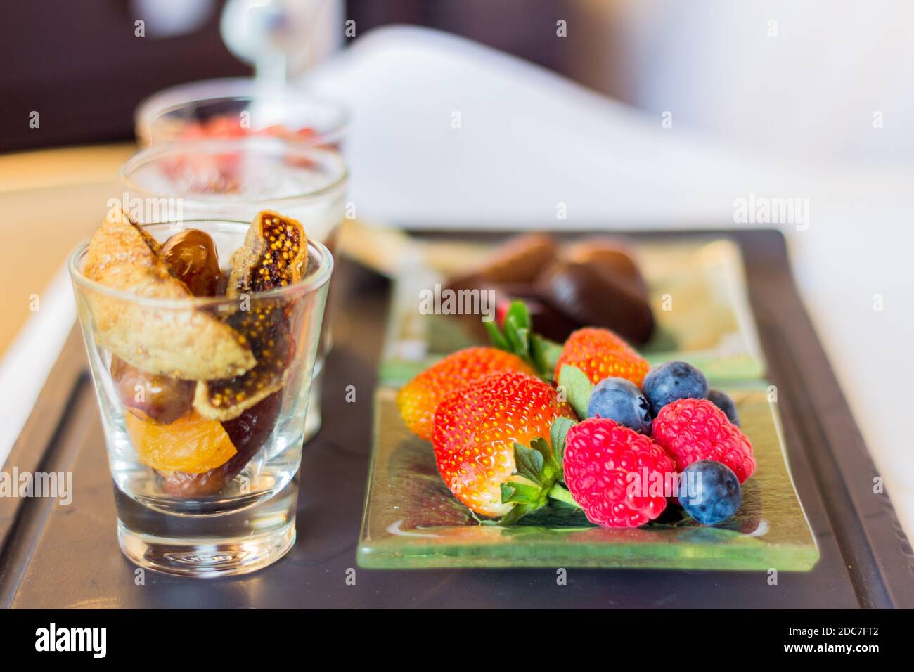 Fruits et desserts à tartiner dans un hôtel de Bangkok, Thaïlande Banque D'Images