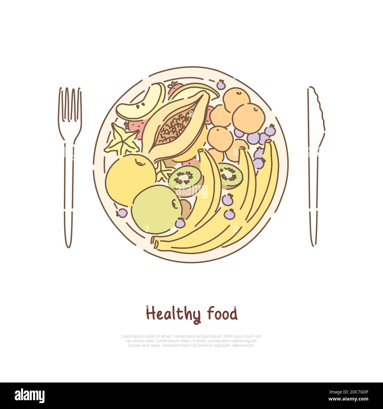 Salade De Fruits Dans Une Assiette Kiwi Exotique Mandarine Tranches De Carabole Pommes Crues Modele De Banniere De Bananes Tropicales Repas Sante Dessert Cuisine Bio Conc Image Vectorielle Stock Alamy