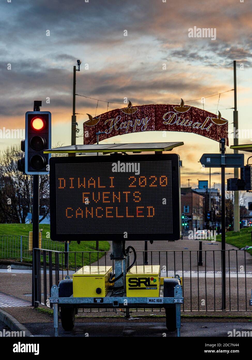Les événements de Diwali 2020 ont été annulés à Leicester en raison de la pandémie de coronavirus Covid-19. Banque D'Images