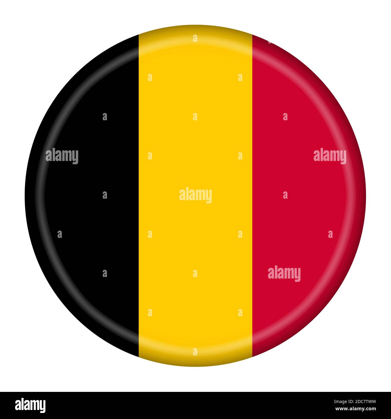 Illustration 3d du bouton drapeau de Belgique avec masque Banque D'Images