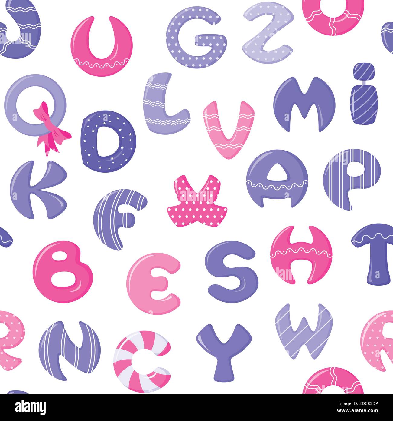 motif sans couture alphabet coloré sur fond blanc. Illustration de Vecteur