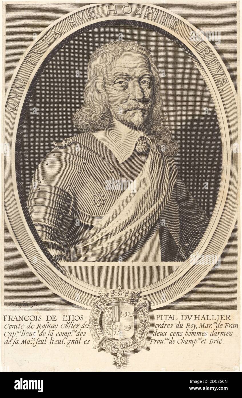 Michel Lasne, (artiste), français, 1590 ou avant - 1667, François de l'Hôpital du Hallier, gravure sur papier posé; posé, feuille (à l'intérieur du marquage de la plaque): 21.8 x 14 cm (8 9/16 x 5 1/2 po Banque D'Images