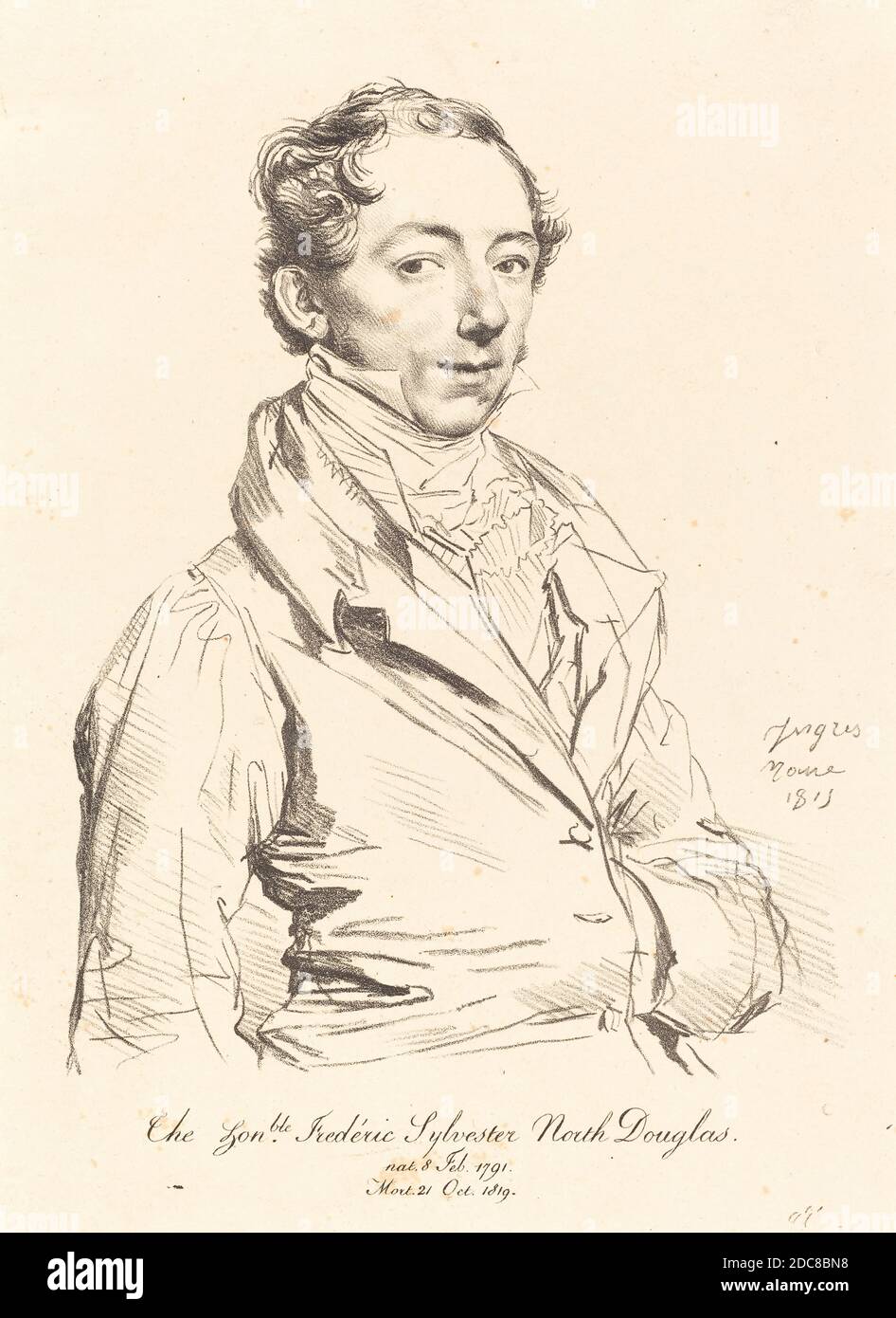 Jean-Auguste-Dominique Ingres, (artiste), français, 1780 - 1867, Frédéric Sylvester Douglas, 1815, lithographie Banque D'Images
