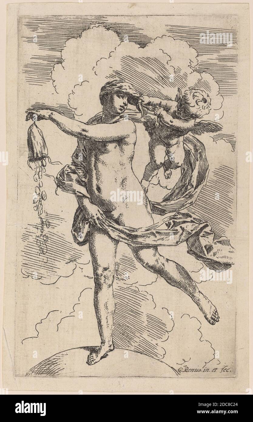 Simone Cantarini, (artiste), Pesarese, 1612 - 1648, Fortune, gravure Banque D'Images